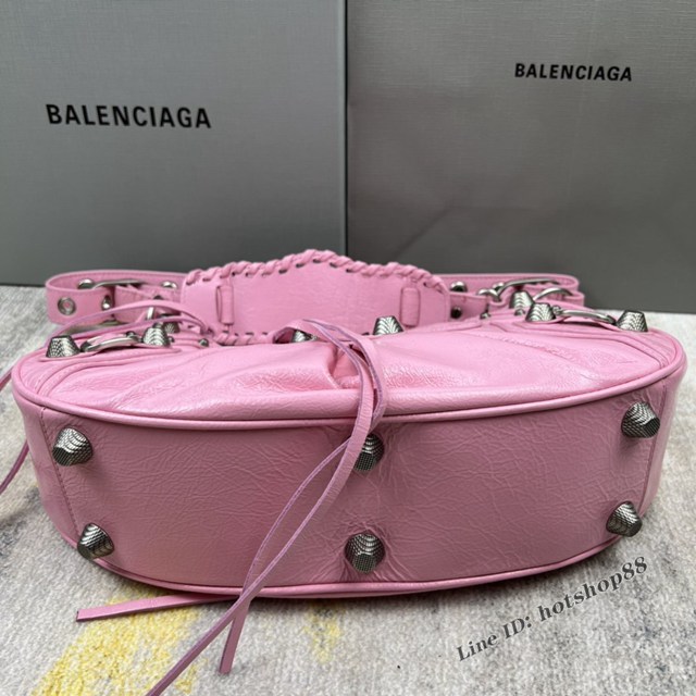 Balenciaga專櫃爆款Le Cagole半月牙腋下包餃子包 巴黎世家經典大號爆裂黑鱷金機車包 fyj1072